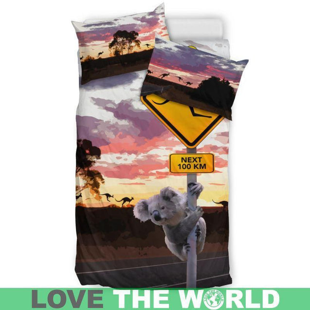 Australian Bedding Set - Koala And Kangaroo Sign™ K5-BEDDING SETS-HP Arts-Bedding Set-Twin-Black-Vibe Cosy™