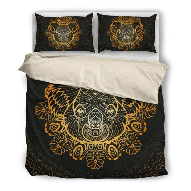 AUSTRALIA - KOALA BEDDING SET W8-BEDDING SETS-HP Arts-Bedding Set - Beige - 1-Twin-Vibe Cosy™