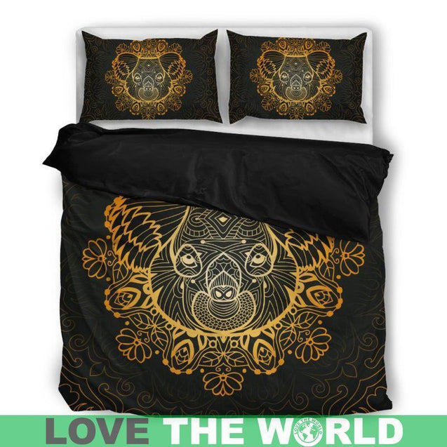 AUSTRALIA - KOALA BEDDING SET W8-BEDDING SETS-HP Arts-Bedding Set - Black - 2-Twin-Vibe Cosy™