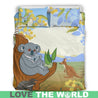 Australia Duvet Cover- Australia Koala Family With Kangaroo Bedding Set Black/ Beige NN8-BEDDING SETS-HP Arts-Bedding Set - Beige - KOALA FAMILY BEDDING SET WHITE NN8-Queen/Full-Vibe Cosy™