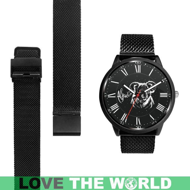 AUSTRALIA KOALA LEATHER/STEEL WATCH R1-LEATHER-STEEL WATCHES-HP Arts-Mens 40mm-Metal Mesh-Vibe Cosy™