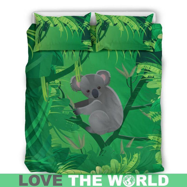 Australia Koala On The Jungle 02 Bedding Set K5-BEDDING SETS-HP Arts-Bedding Set - Beige - AUSTRALIA KOALA ON THE JUNGLE BEDDING SET 02-Queen/Full-Vibe Cosy™