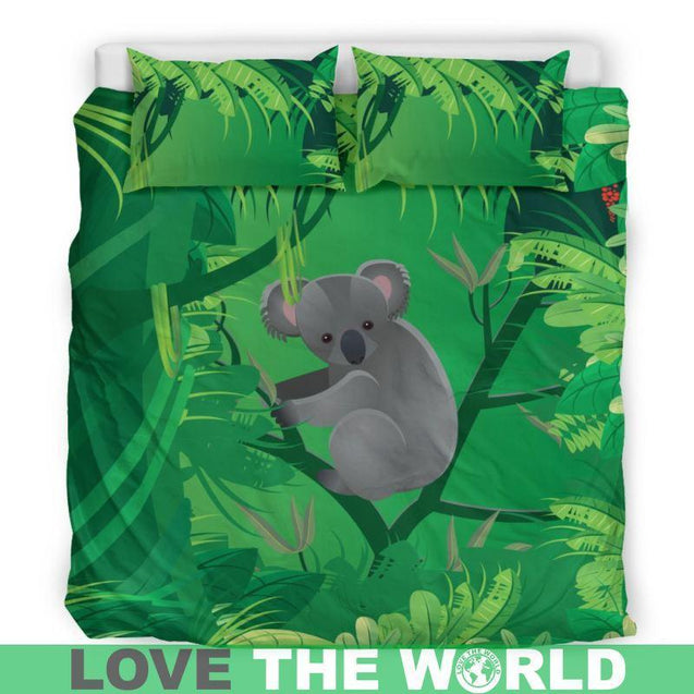 Australia Koala On The Jungle 02 Bedding Set K5-BEDDING SETS-HP Arts-Bedding Set - Black - AUSTRALIA KOALA ON THE JUNGLE BEDDING SET 02 C1-King-Vibe Cosy™