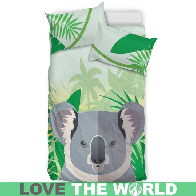 Australia Koala On The Jungle Bedding Set K5-BEDDING SETS-HP Arts-Bedding Set - Beige - KOALA ON THE JUNGLE BEDDING SET-Twin-Vibe Cosy™