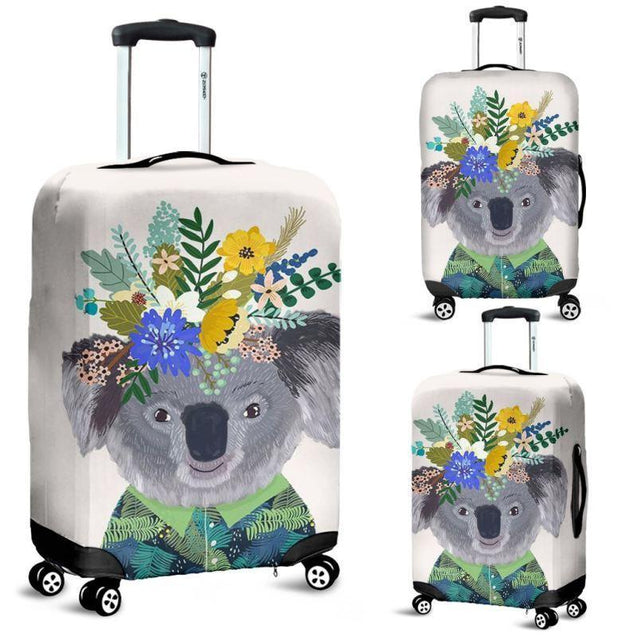 Australia- Koala With Flower Luggage Cover NN8-LUGGAGE COVERS-HP Arts-Luggage Covers - AUSTRALIA- KOALA WITH FLOWER LUGGAGE COVER NN8-Small 18-22 in / 45-55 cm-Vibe Cosy™