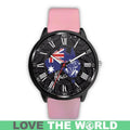 AUSTRALIA MAP KOALA LEATHER/STEEL WATCH R1-LEATHER-STEEL WATCHES-HP Arts-Mens 40mm-Pink-Vibe Cosy™