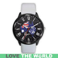 AUSTRALIA MAP KOALA LEATHER/STEEL WATCH R1-LEATHER-STEEL WATCHES-HP Arts-Mens 40mm-White-Vibe Cosy™