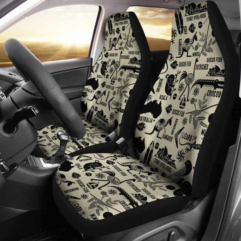 AUSTRALIA SYMBOLS CAR SEAT COVERS - HM-CAR SEAT COVERS-HP Arts-Car Seat Covers - AUSTRALIA SYMBOLS-Universal Fit-Vibe Cosy™