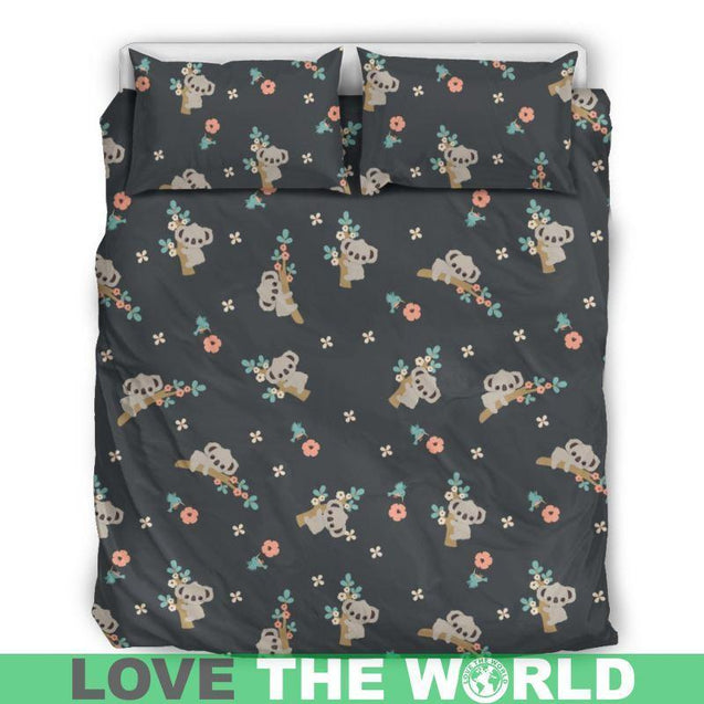 Australia Tiny Koala Bedding Set K5-BEDDING SETS-HP Arts-Bedding Set - Black - AUSTRALIA TINY KOALAS BEDDING SET C1-Queen/Full-Vibe Cosy™