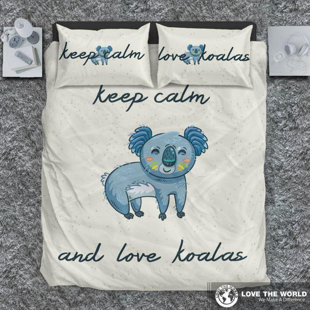 AUSTRALIAN LOVE KOALA BEDDING SET K5-BEDDING SETS-HP Arts-Bedding Set - Black - AUSTRALIAN LOVE KOALA BEDDING SET C1-King-Vibe Cosy™