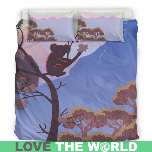 Australia's Koala Bear Bedding Set 02 K5-BEDDING SETS-HP Arts-Bedding Set - Black - AUSTRALIA'S KOALA BEAR BEDDING SET C1-King-Vibe Cosy™