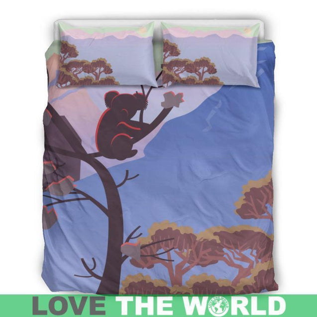 Australia's Koala Bear Bedding Set 02 K5-BEDDING SETS-HP Arts-Bedding Set - Black - AUSTRALIA'S KOALA BEAR BEDDING SET C1-Queen/Full-Vibe Cosy™