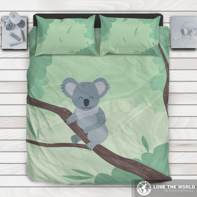 Australia's Koala Bear Bedding Set K5-BEDDING SETS-HP Arts-Bedding Set - Black - AUSTRALIA'S KOALA BEAR BEDDING SET C1-King-Vibe Cosy™