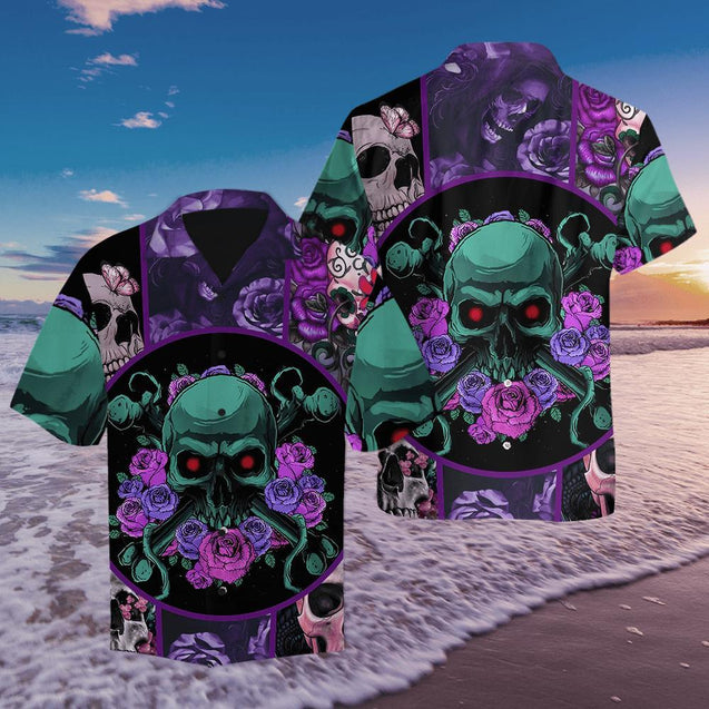 Skull Rose Hawaii Shirt JJW23072001