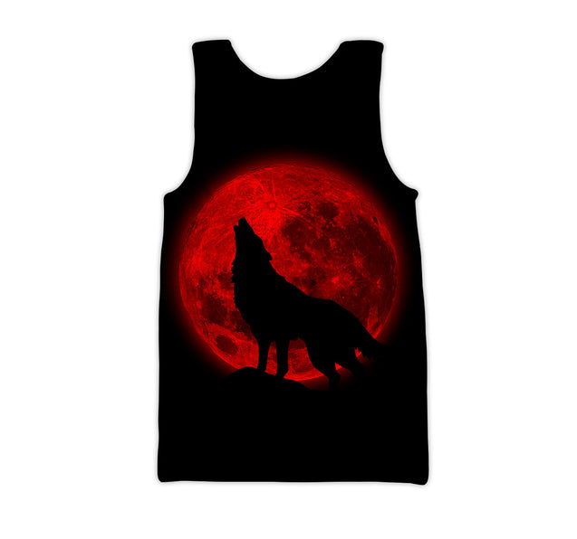 Wolf in Blood Moon 3D All Over Printed Shirt for Men and Women