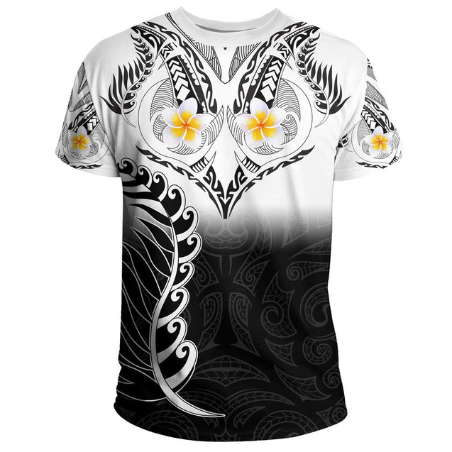 New Zealand Aotearoa Maori Fern and Plumeria Tattoo shirt and short for man and women PL240302-Apparel-PL8386-T-shirt-S-Vibe Cosy™