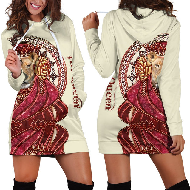 Lion Queen 3D All Over Printed Hoodie Dress for Women