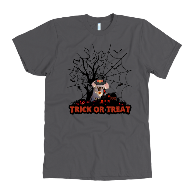 Australian Koala Trick or Treat Halloween T-Shirt 02 H9-T-SHIRTS-HP Arts-American Apparel Mens-Asphalt-S-Vibe Cosy™