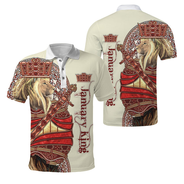 Custom Name January King Lion 3D All Over Printed Unisex Shirts