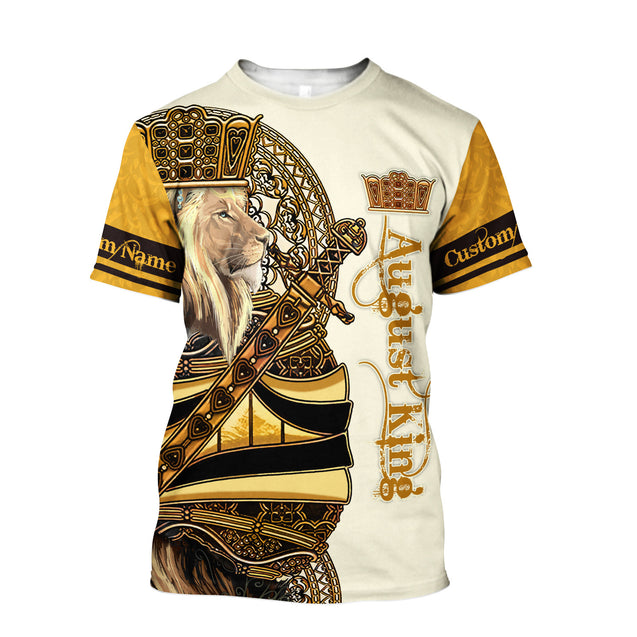 Custom Name August King Lion 3D All Over Printed Unisex Shirts