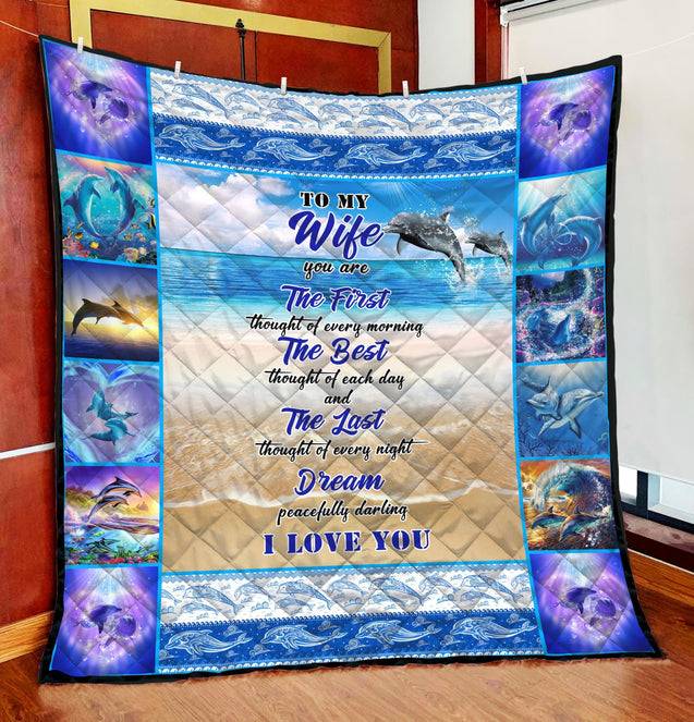 Love Gift Beautiful Dolphin Couple Quilt MEI