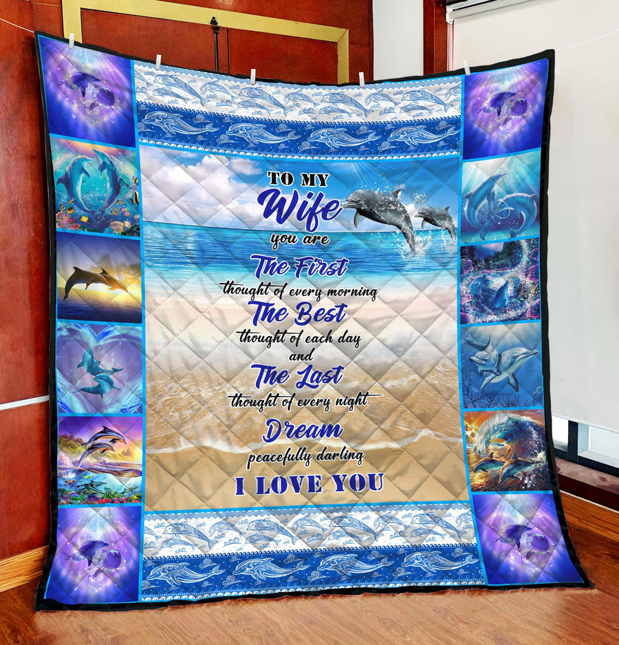 Love Gift Beautiful Dolphin Couple Quilt MEI