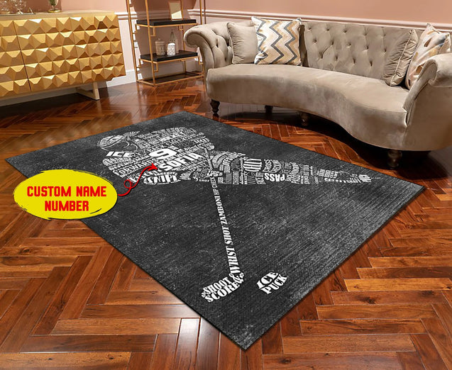 Personalized All Over Printed RECTANGLE HOCKEY GIFT AREA RUG Custom Name Custom Number XT 23022117.CXT