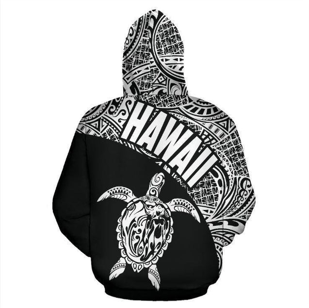 Hawaii Hoodie Turtle Mermaid Polynesian Wave - White Hoodie-Apparel-Phaethon-Hoodie-S-Vibe Cosy™