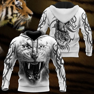 White Tiger Tatoo 3D Over Printed Hoodie for Men and Women