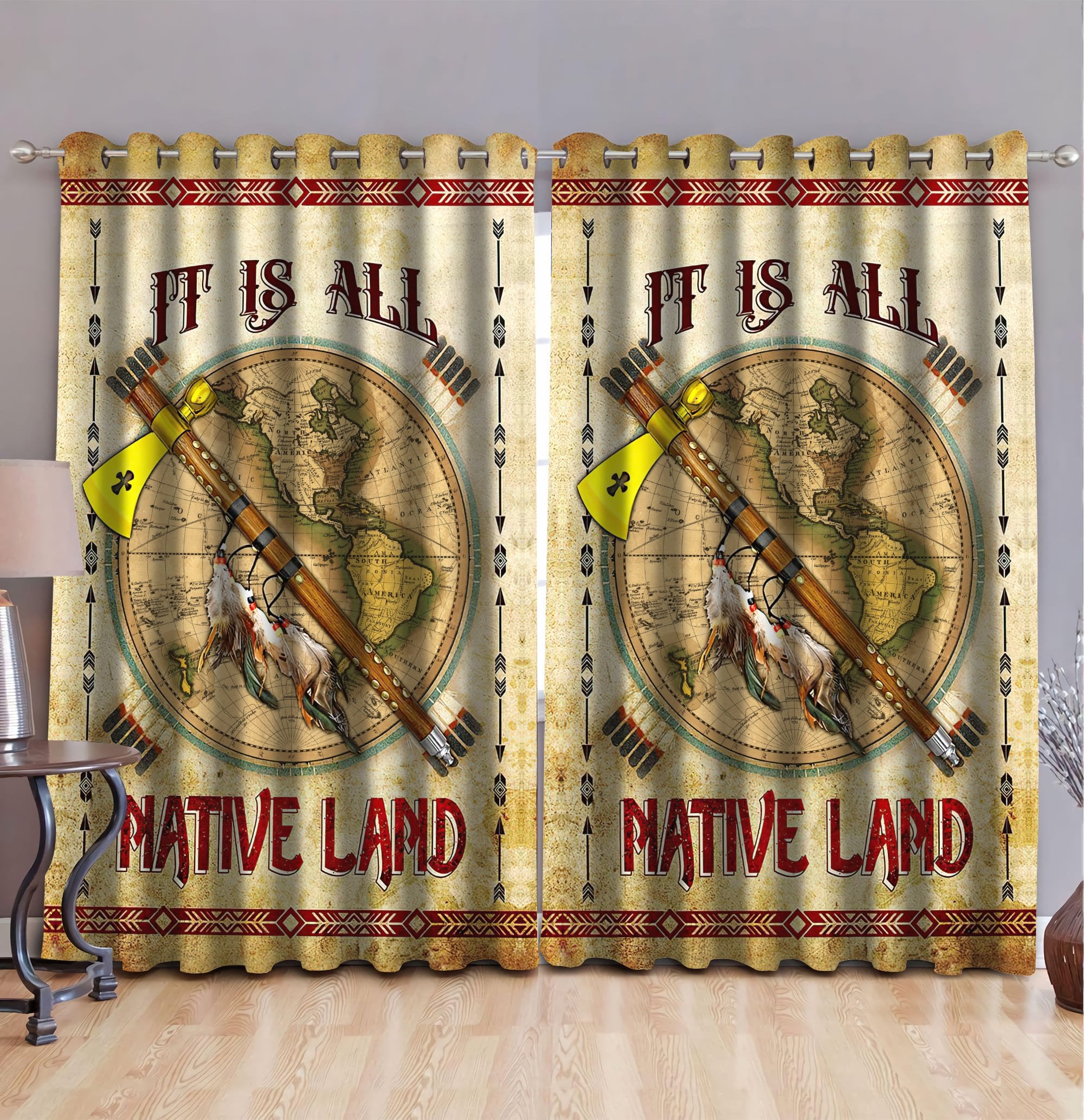 Native American Pattern 3D All Over Printed Window Curtains