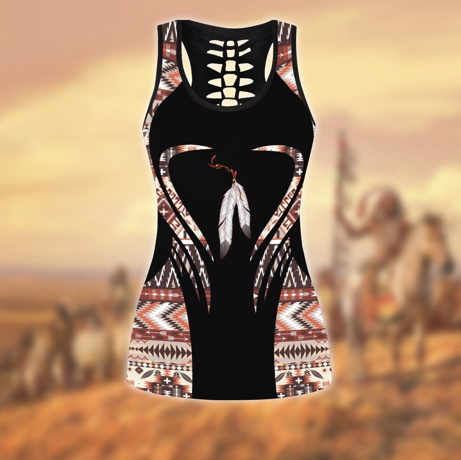Native American 3D All Over Printed Legging + Hollow Tank