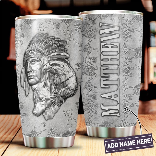 Customize Name Native American Steel Tumbler