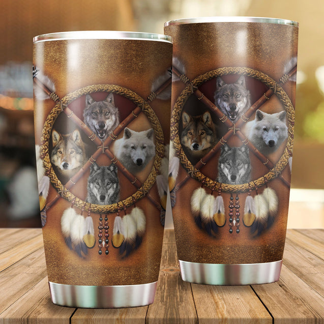 Wolf Native American Steel Tumbler