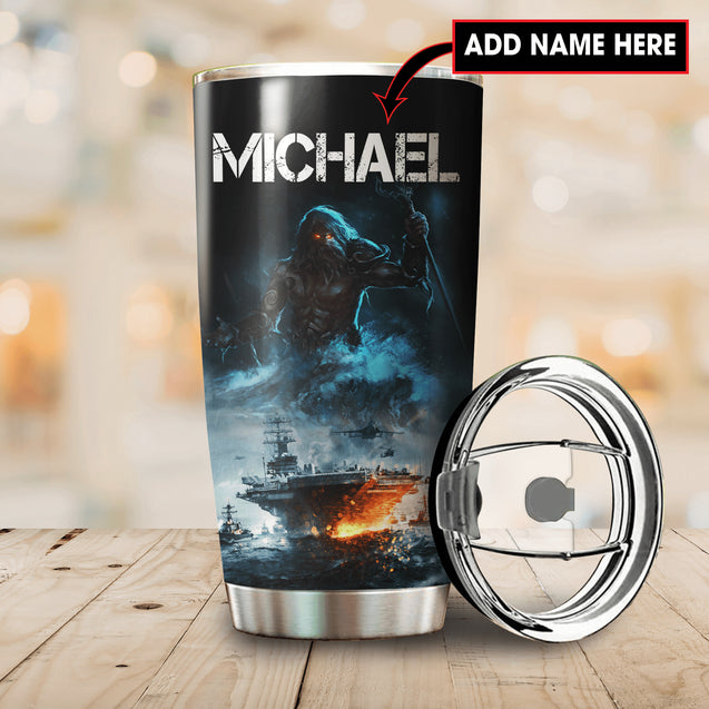 Customize Name United States Navy Veteran Steel Tumbler