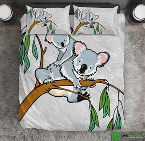 Koala duvet cover - Koala in tree bedding set NN6-BEDDING SETS-HP Arts-Bedding Set - Black - Black-US Queen/Full-Vibe Cosy™