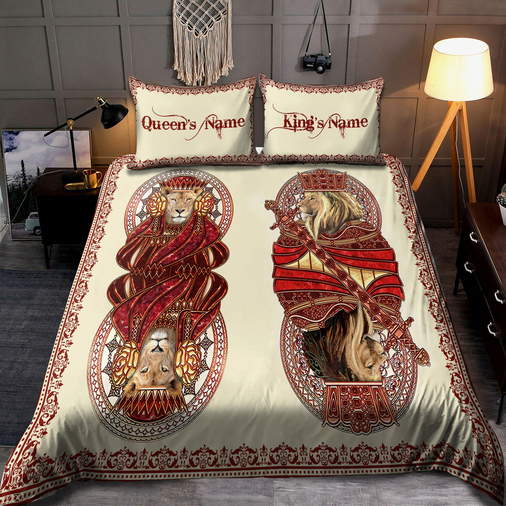 Custom Name King and Queen Lion Bedding Set