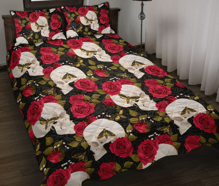 Love Rose and Skull 3D All Over Printed By ML-BEDDING SETS-ML-US Queen/Full-Black-Polyester-Vibe Cosy™