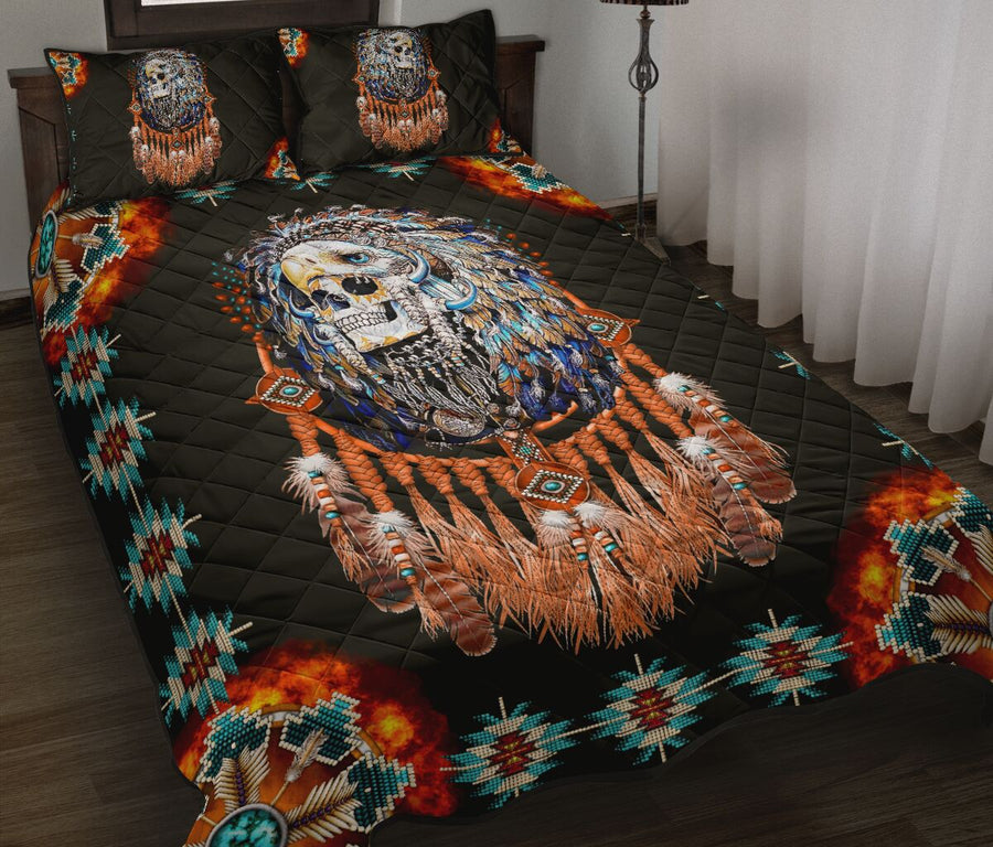 Native Skull 3D All Over Printed Quilt Bedding Set ML-BEDDING SETS-ML-US Queen/Full-Black-Polyester-Vibe Cosy™