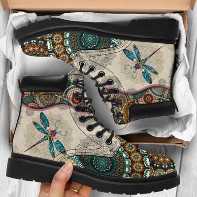 Mandala Dragonfly Rusty Gold Handcrafted Boots TA040606-TA-Women's boots-EU36 (US4)-Vibe Cosy™