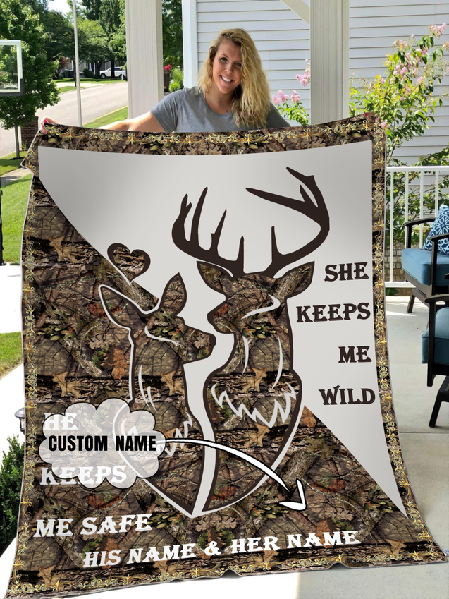 Love Gift Couple Deer Custom Nam 3D Blanket LAM