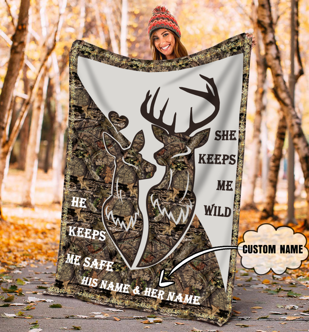 Love Gift Couple Deer Custom Nam 3D Blanket LAM