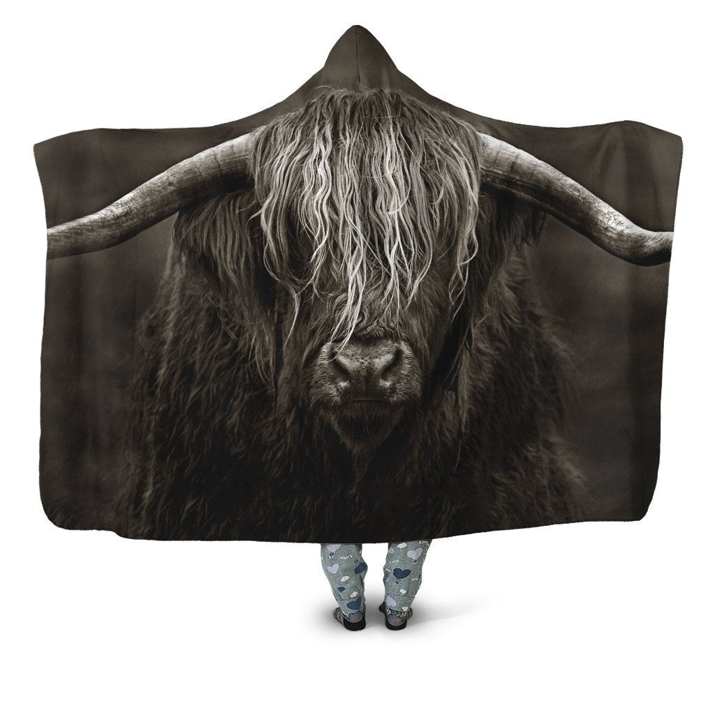 3D All Over Printed Cow Has Long Horns Hoodie Blanket-Apparel-HD09-Hooded Blanket-Youth 49.6x59.05-Vibe Cosy™
