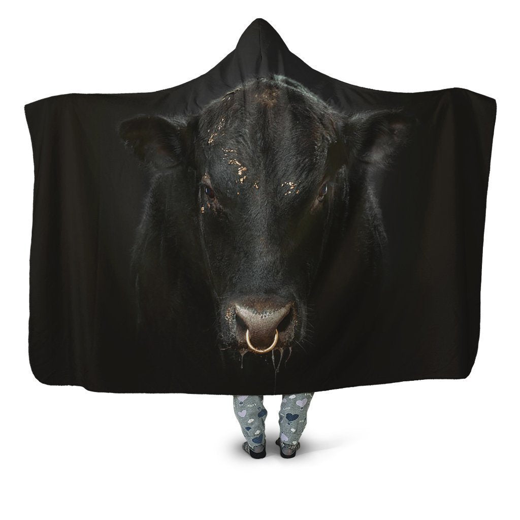3D All Over Printed Black Cow Hoodie Blanket-Apparel-HD09-Hooded Blanket-Youth 49.6x59.05-Vibe Cosy™