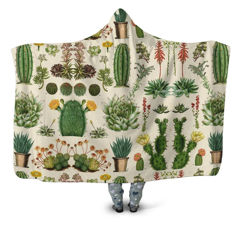 3D All Over Cacti Hoodie Blanket-Apparel-NTH-Hooded Blanket-Youth 49.6x59.05-Vibe Cosy™