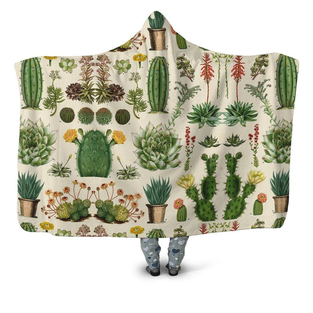 3D All Over Cacti Hoodie Blanket-Apparel-NTH-Hooded Blanket-Youth 49.6x59.05-Vibe Cosy™