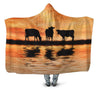 Sunset and Cow Hoodie Blanket-Apparel-HD09-Hooded Blanket-Youth 49.6x59.05-Vibe Cosy™