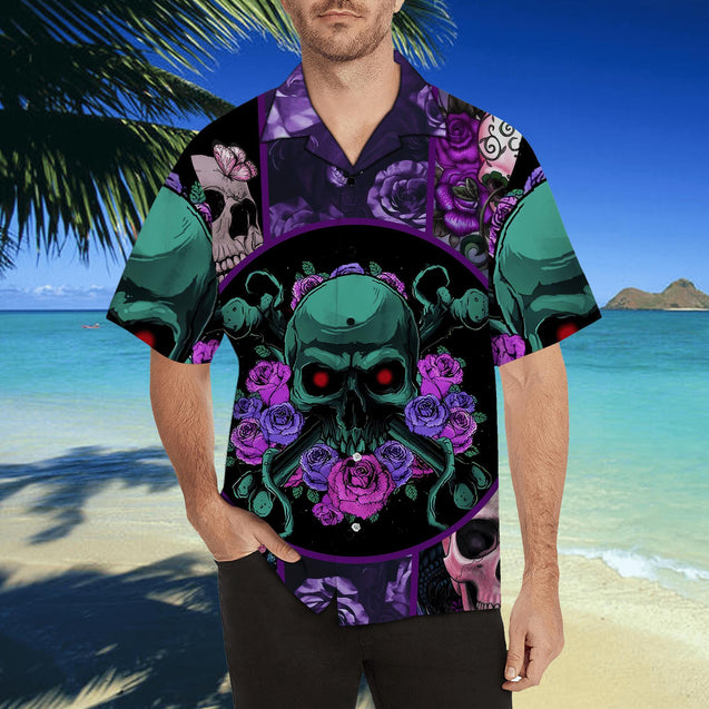 Skull Rose Hawaii Shirt JJW23072001