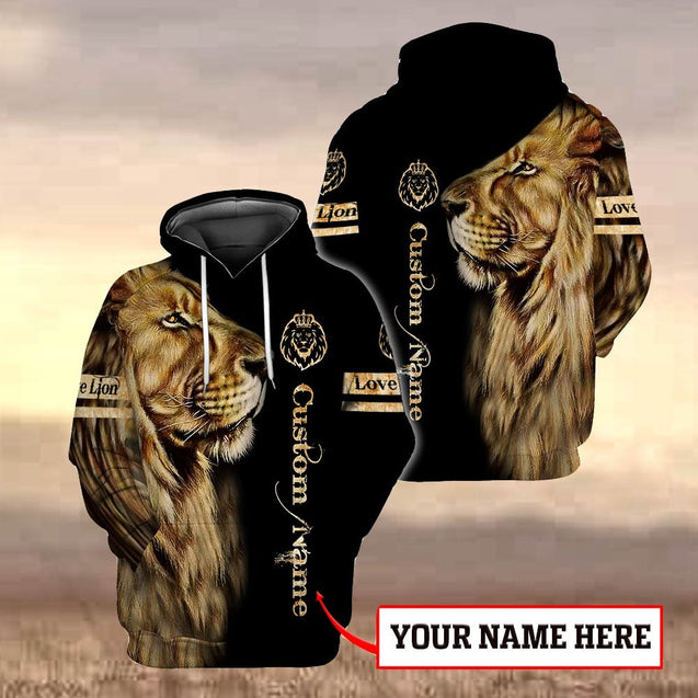 Customize Name Love Lion 3D All Over Printed Unisex Shirt