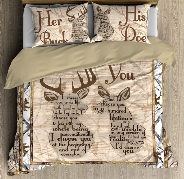 Fall In Love Deer Couple Bedding Set TQH200807