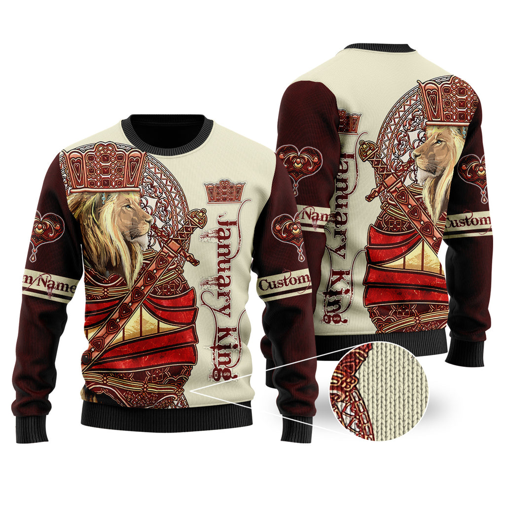 Custom Name January King Lion 3D All Over Printed Unisex Shirts